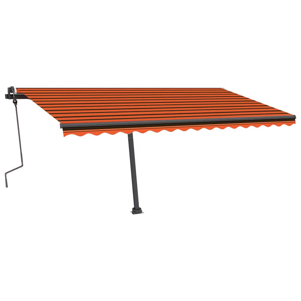 vidaXL Luifel handmatig uittrekbaar met LED 450x300 cm oranje en bruin afbeelding