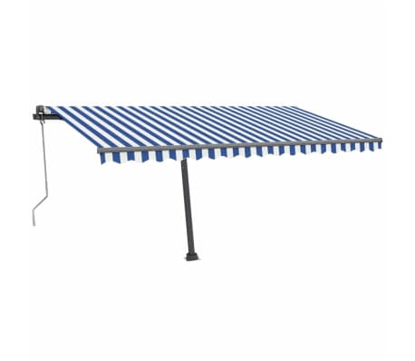 vidaXL Auvent automatique sur pied 450x300 cm Bleu/Blanc