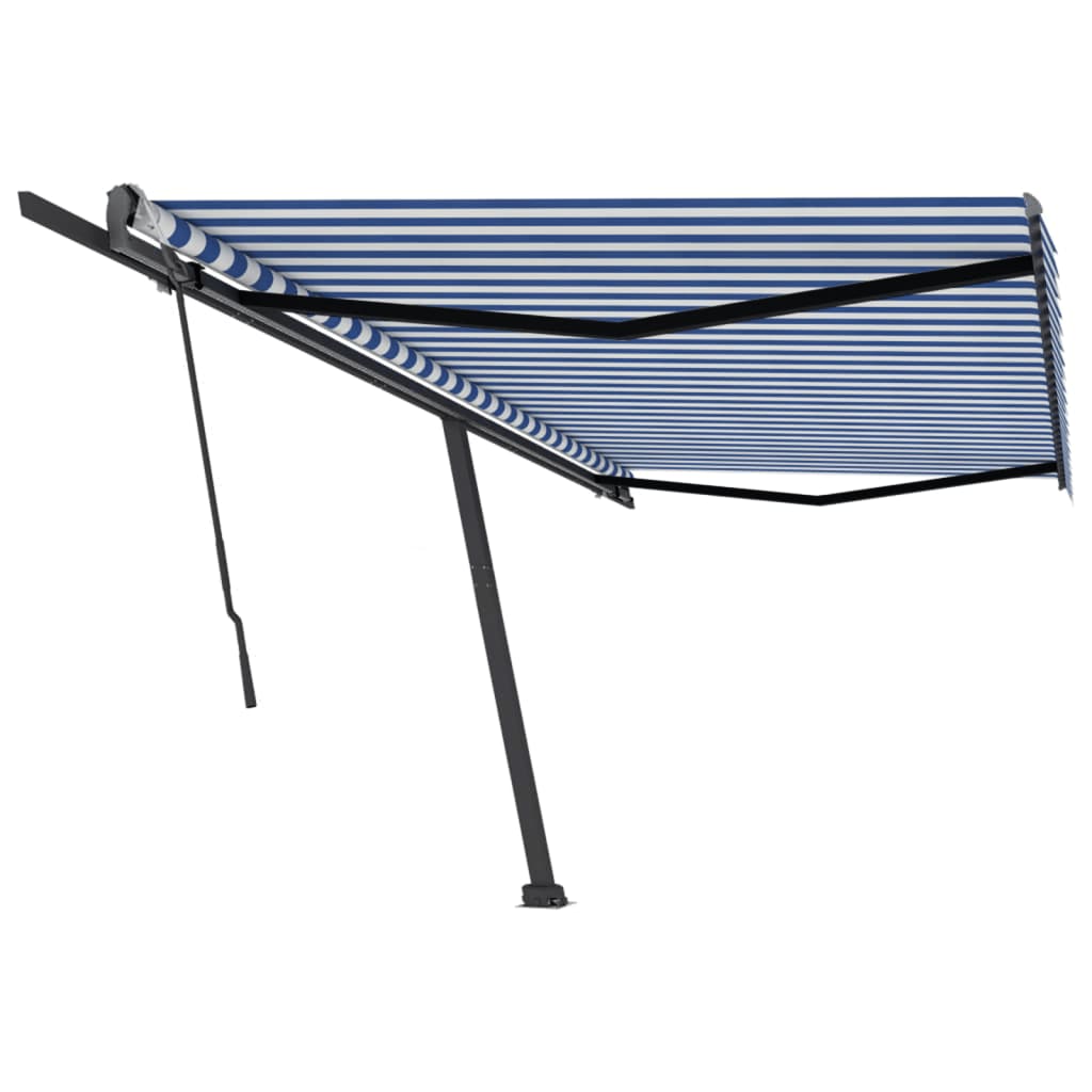 vidaXL Luifel vrijstaand handmatig uittrekbaar 500x300 cm blauw en wit afbeelding