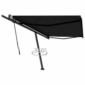 Volně stojící ručně zatahovací markýza 500 x 300 cm antracitová - obrázek 1