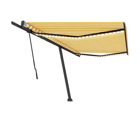 vidaXL Manual Retractable Awning with LED 500x300 cm Yellow and White