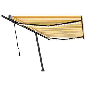 vidaXL Manual Retractable Awning with LED 500x300 cm Yellow and White