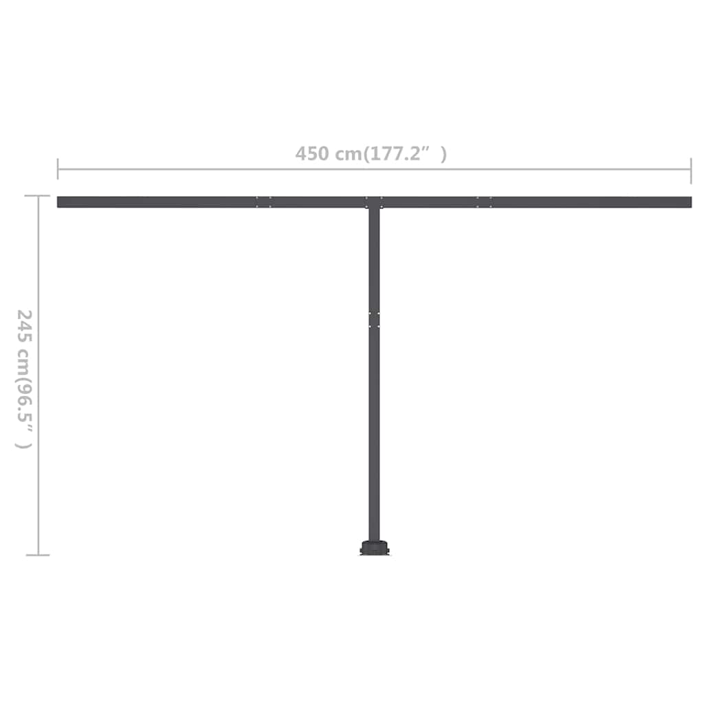 Ročno zložljiva tenda z LED lučkami 500x300 cm antracitna