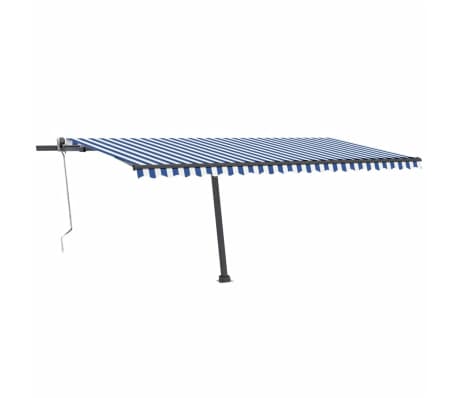 vidaXL Luifel vrijstaand automatisch 500x300 cm blauw en wit