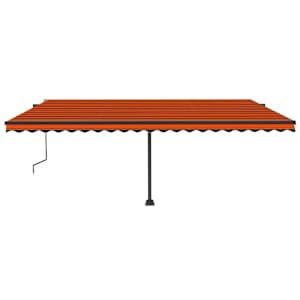 vidaXL Copertină automată senzor v&acirc;nt/LED, portocaliu/maro, 500x300 cm