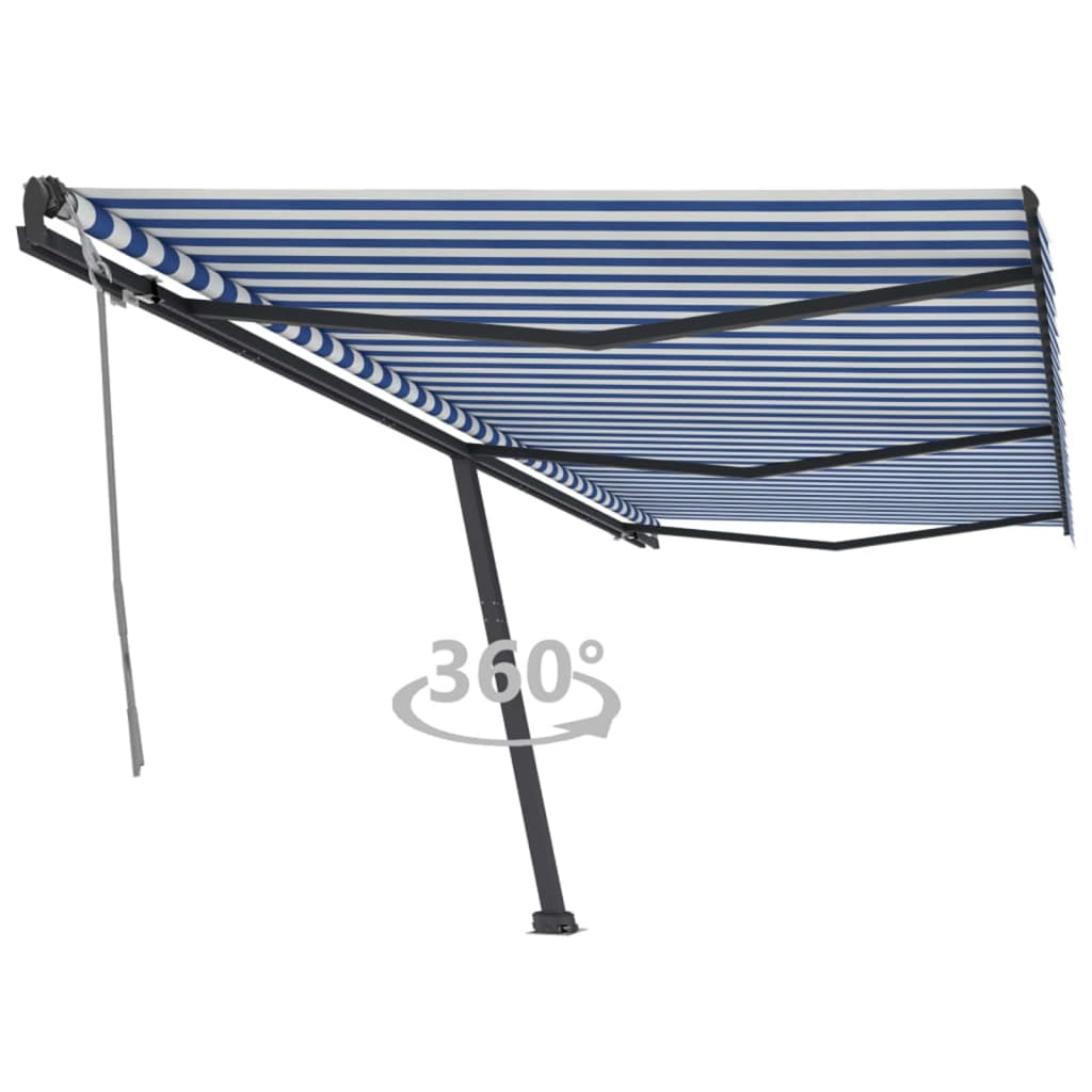 vidaXL Volně stojící ručně zatahovací markýza 600 x 300 cm modrá/bílá