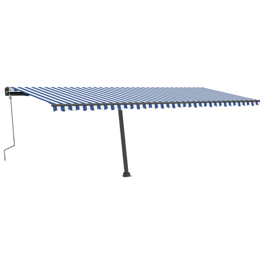 vidaXL Vapaasti seisova sisäänkelattava markiisi 600x300 cm sinivalk.