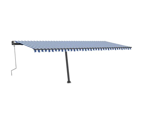vidaXL markise m. LED-lys 600x300 cm manuel betjening bl&aring; og hvid