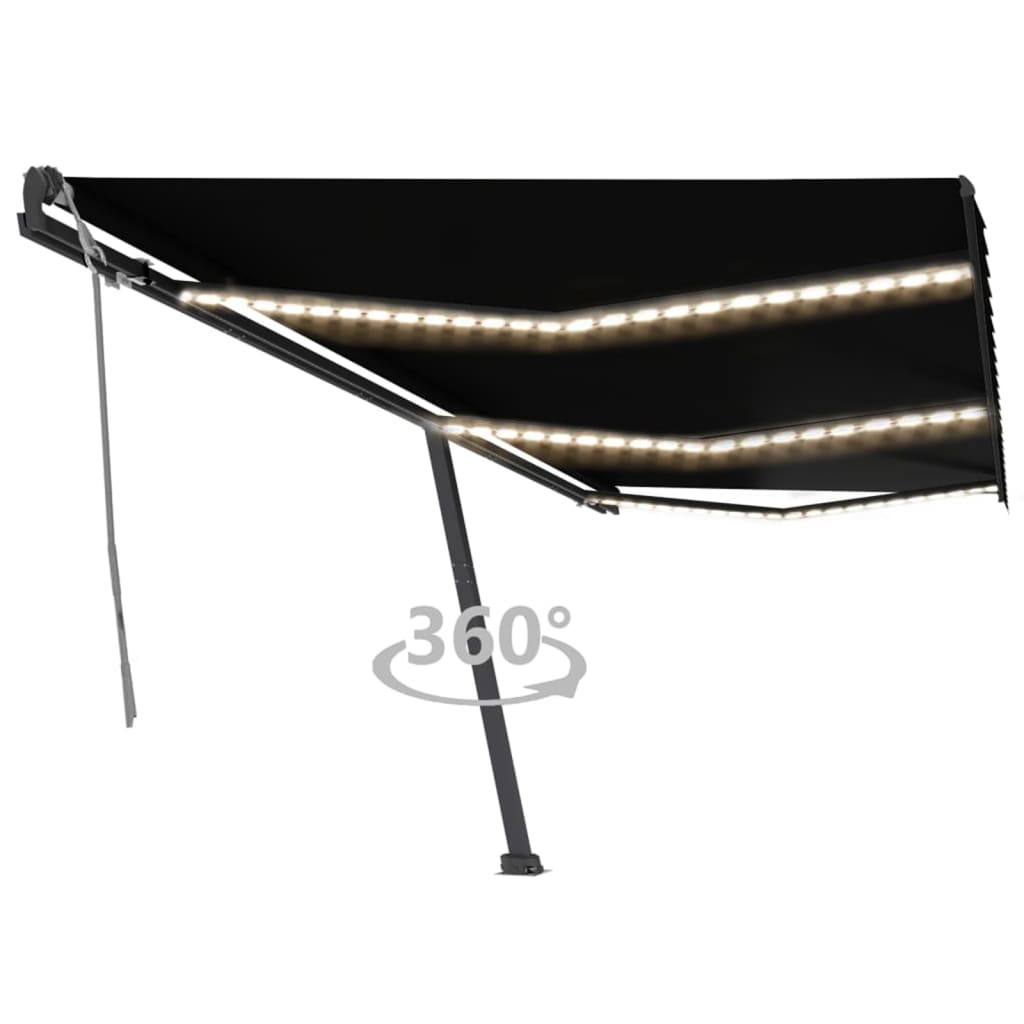 Tenda da Sole Retrattile Manuale con LED 600x300 cm Antracite