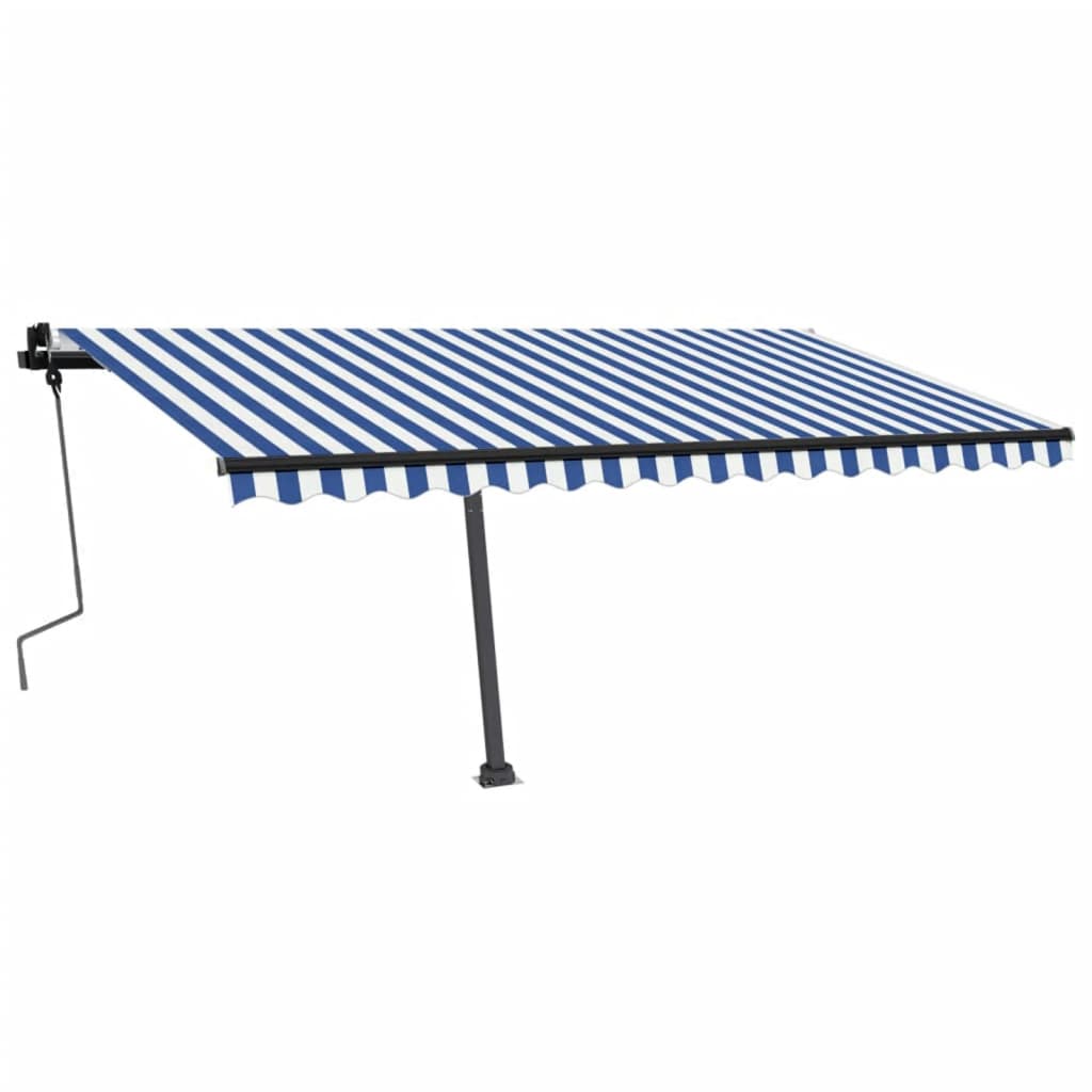 vidaXL Stojaca ručne zaťahovacia markíza 400x350 cm modro-biela