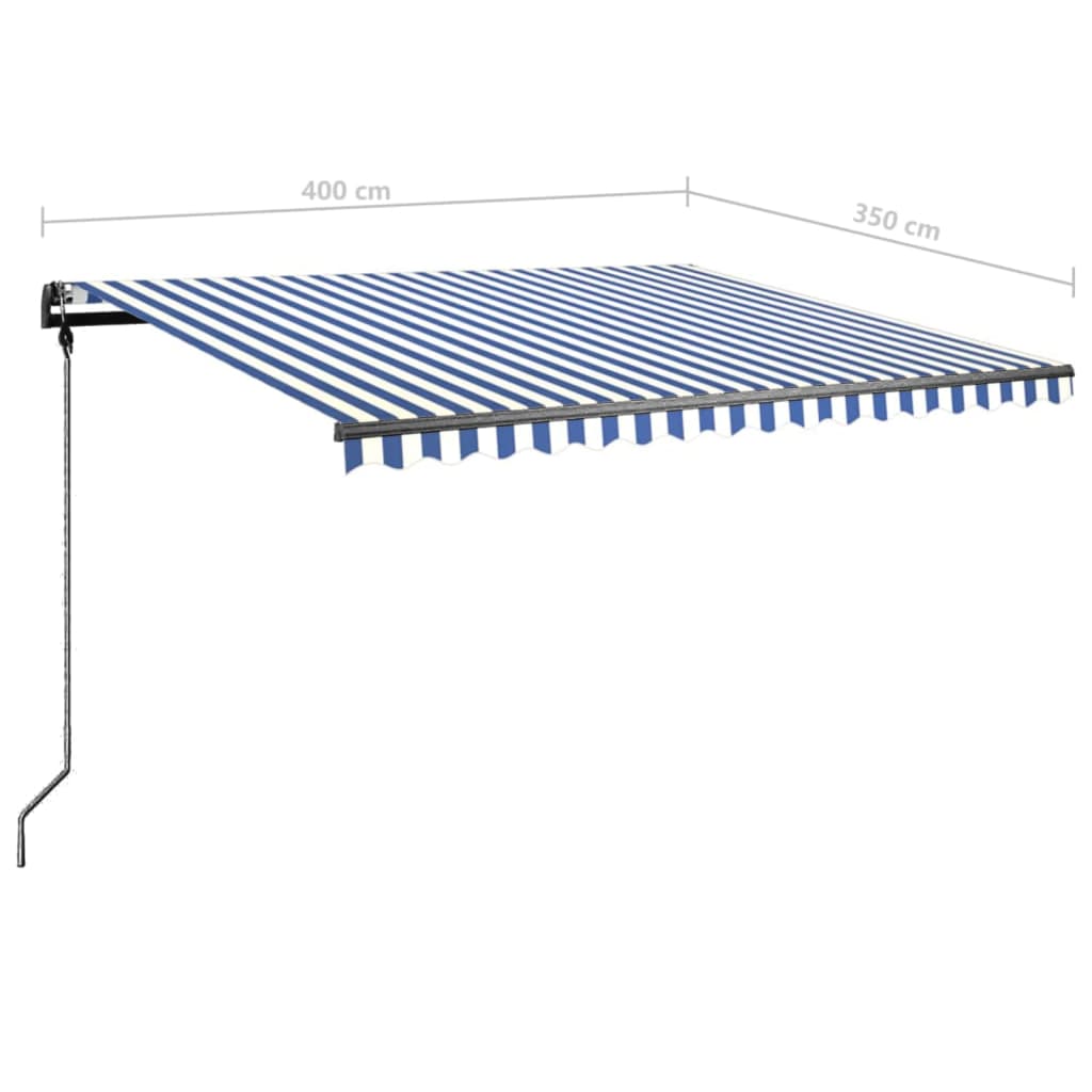 Ročno zložljiva tenda z LED lučkami 400x350 cm modra in bela