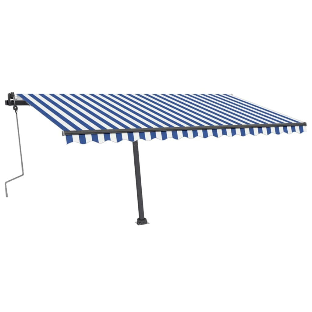 Thumbnail - vidaXL Markise Manuell Einziehbar mit LED 400x350 cm Blau und Weiß