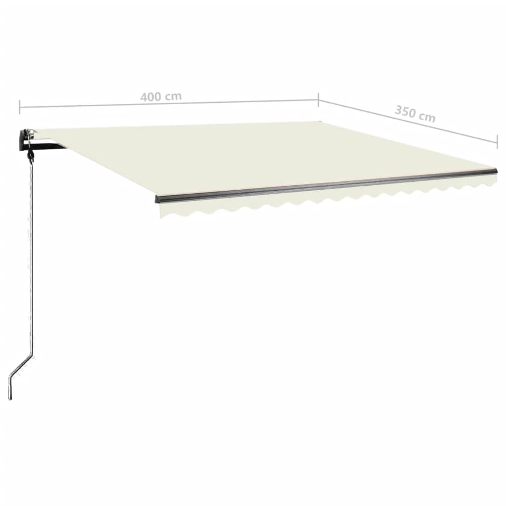 Copertină retractabilă manual cu LED, crem, 400x350 cm