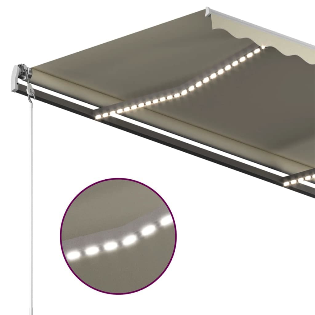 Soldes Auvent Manuel Rétractable avec LED 400x300 cm Orange et Marron Store vidaXL