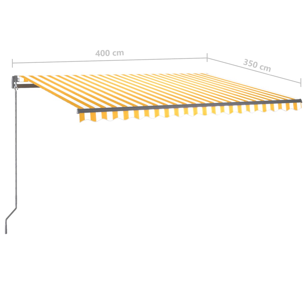 Prostostoječa avtomatska tenda 400x350 cm rumena/bela