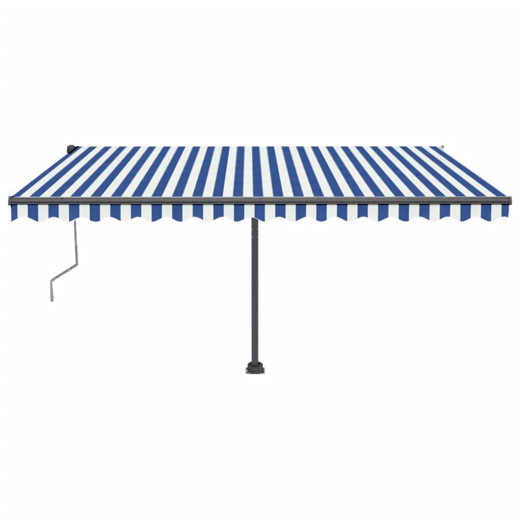

vidaXL Luifel automatisch met LED en windsensor 400x350 cm blauw wit