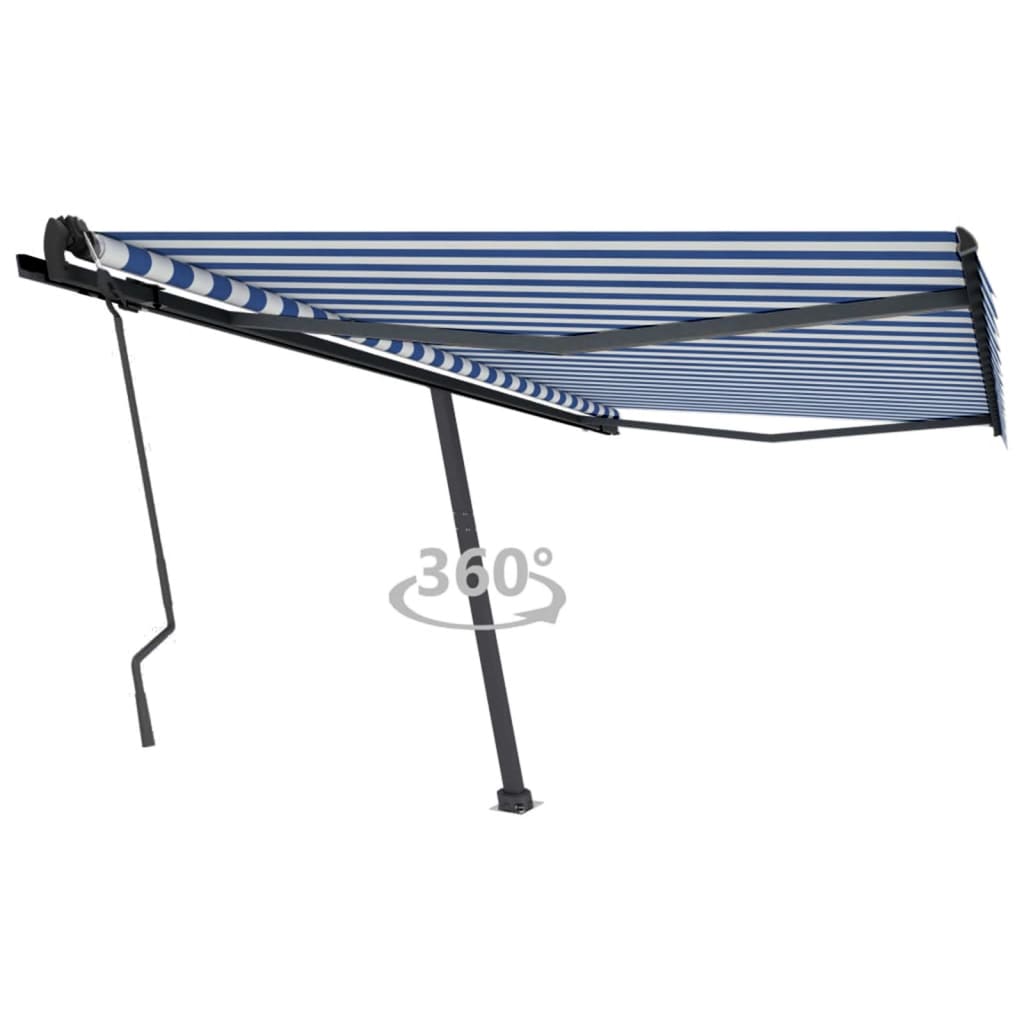 Standmarkise Einziehbar Handbetrieben 450×350 cm Blau/Weiß