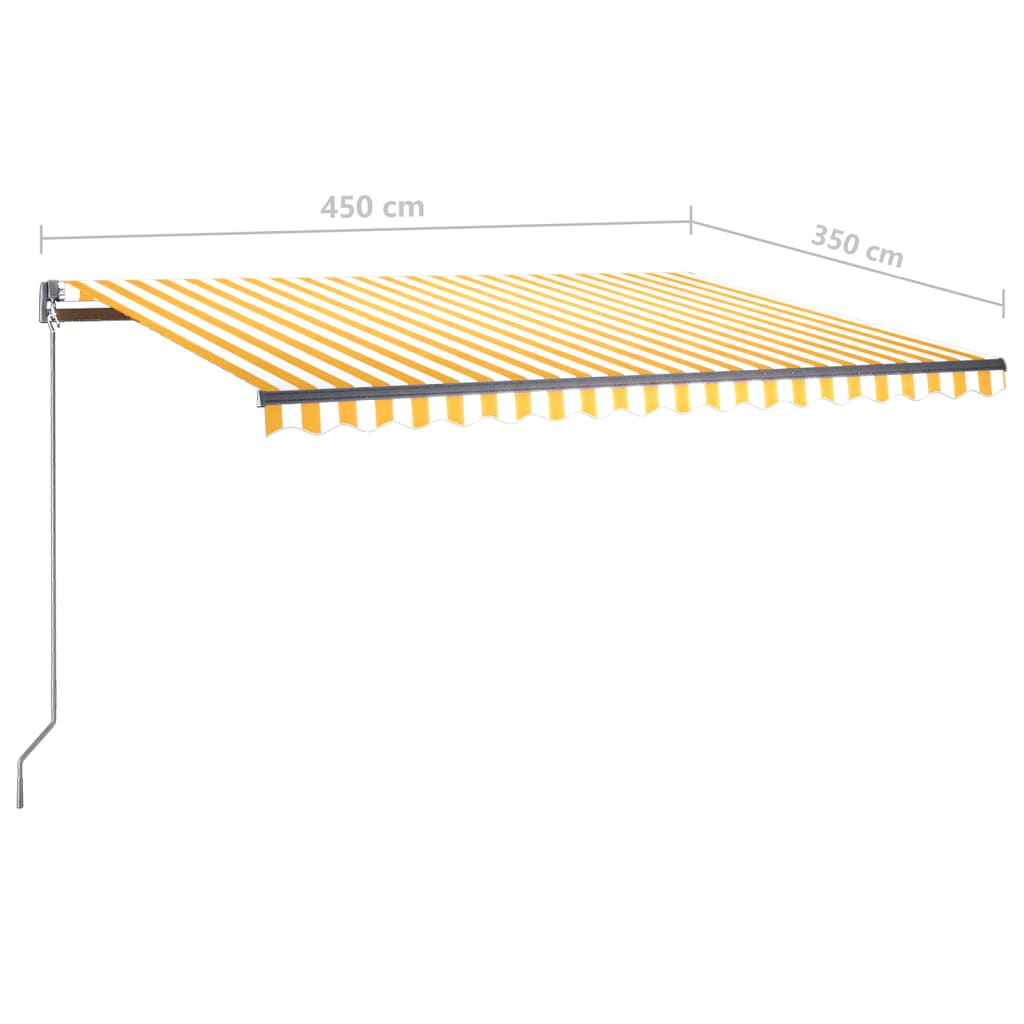 Copertină autonomă retractabilă manual, galben/alb, 450x350 cm