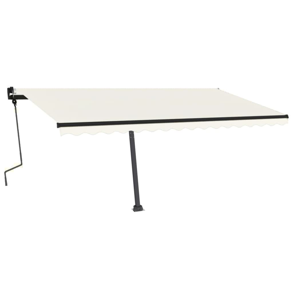 vidaXL Luifel handmatig uittrekbaar met LED 450x350 cm crèmekleurig afbeelding