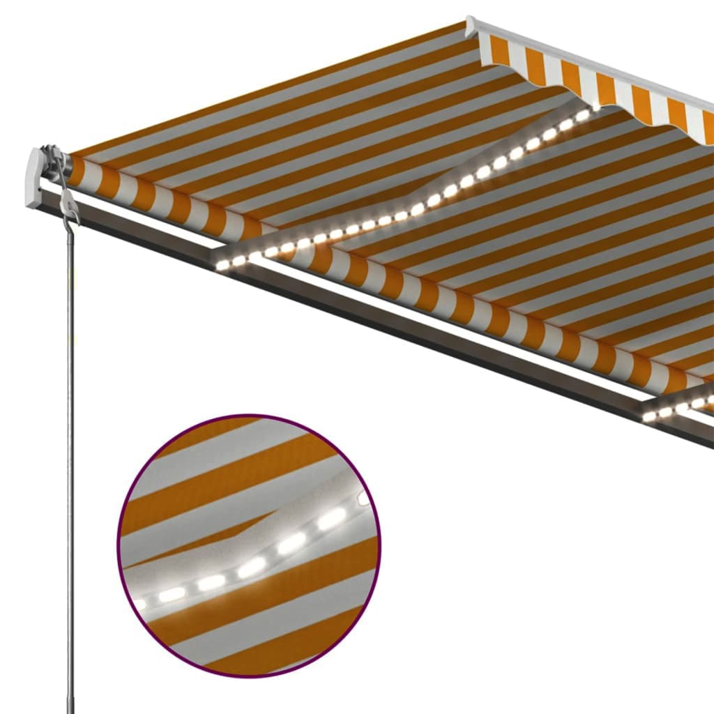 Auvent Manuel Rétractable acheter avec LED 400x300 cm Orange et Marron Store vidaXL