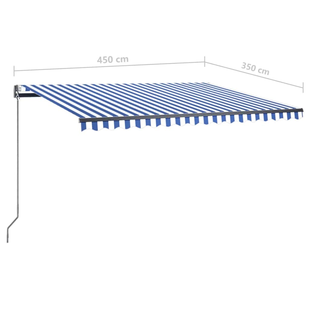 Prostostoječa avtomatska tenda 450x350 cm modra/bela