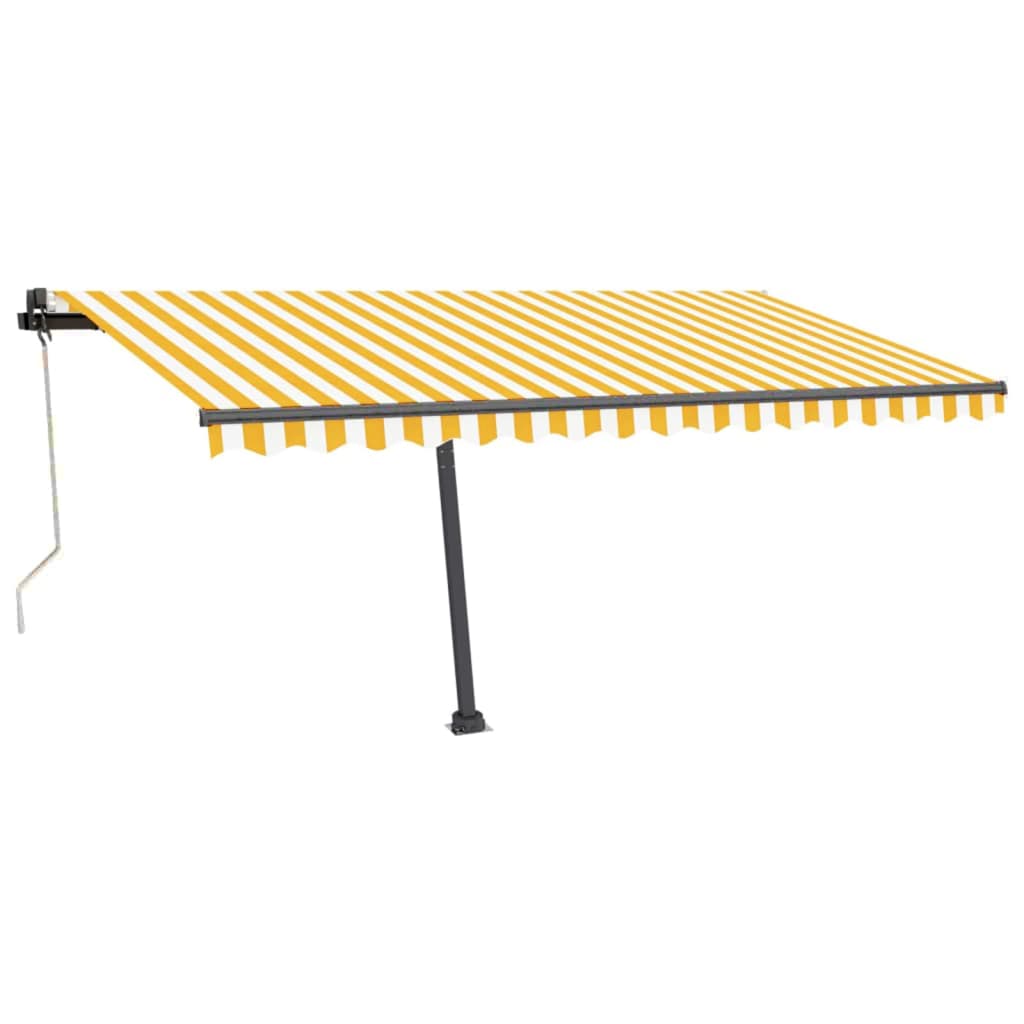 

vidaXL Luifel automatisch met LED en windsensor 450x350 cm geel wit