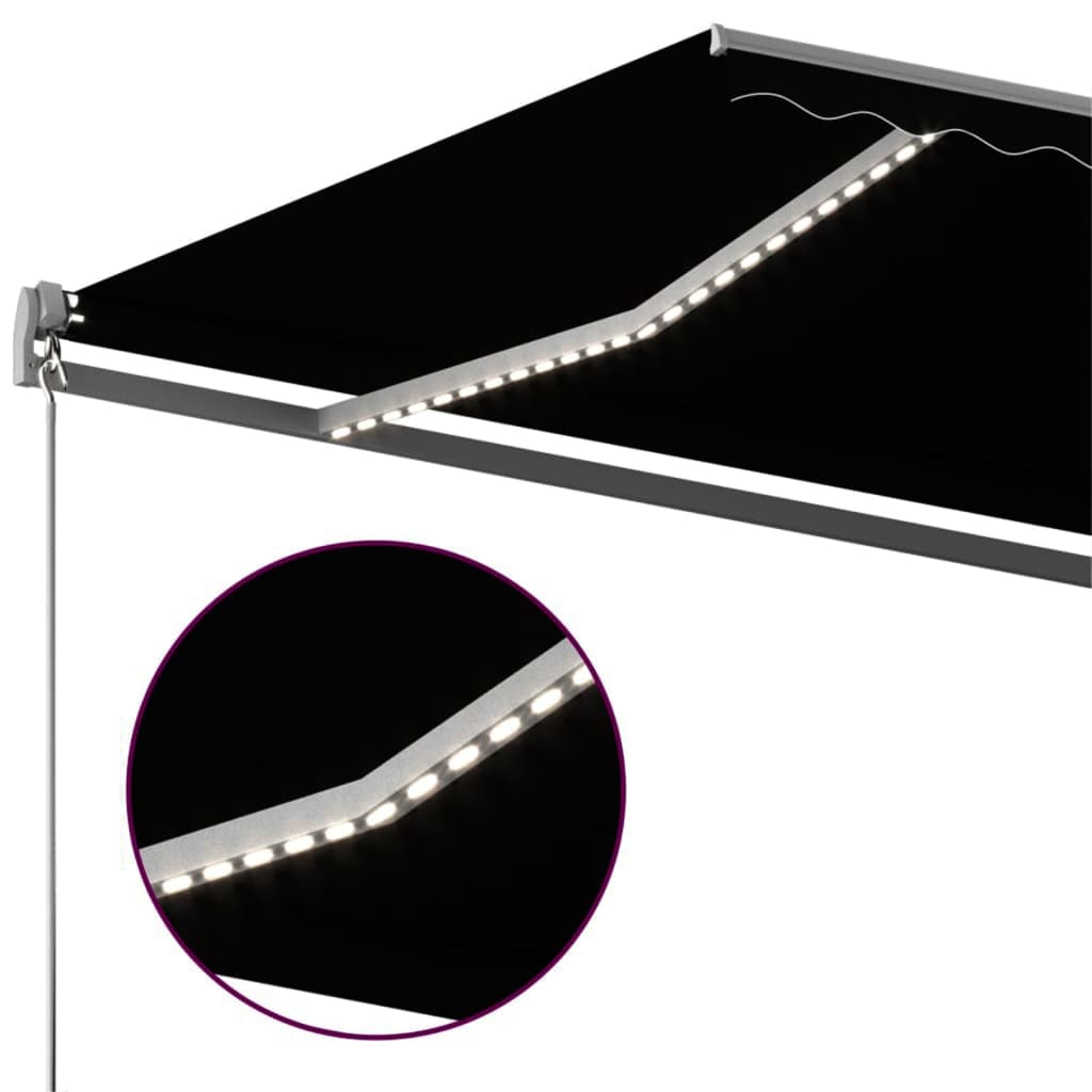 antracitszürke szélérzékelős és LED-es napellenző 450 x 350 cm