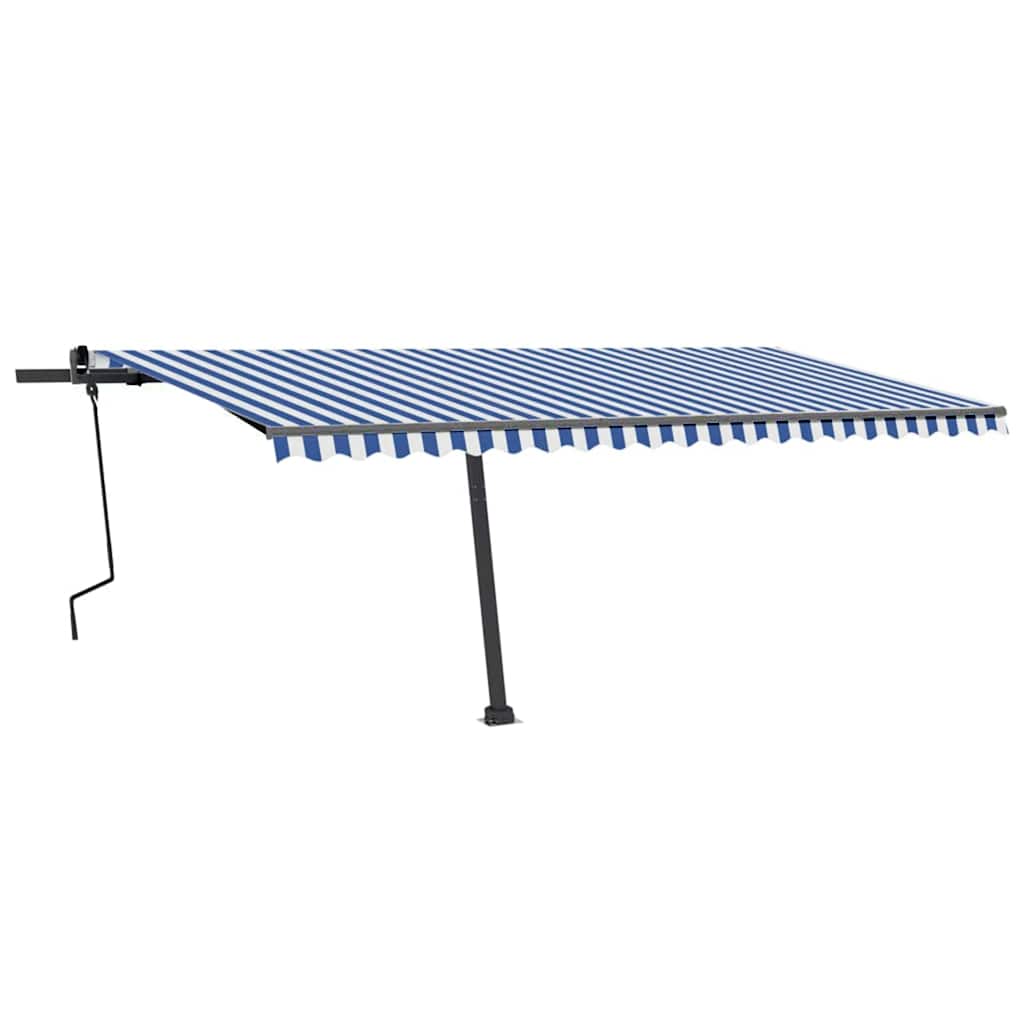 Thumbnail - vidaXL Standmarkise Manuell Einziehbar 500x350 cm Blau/Weiß