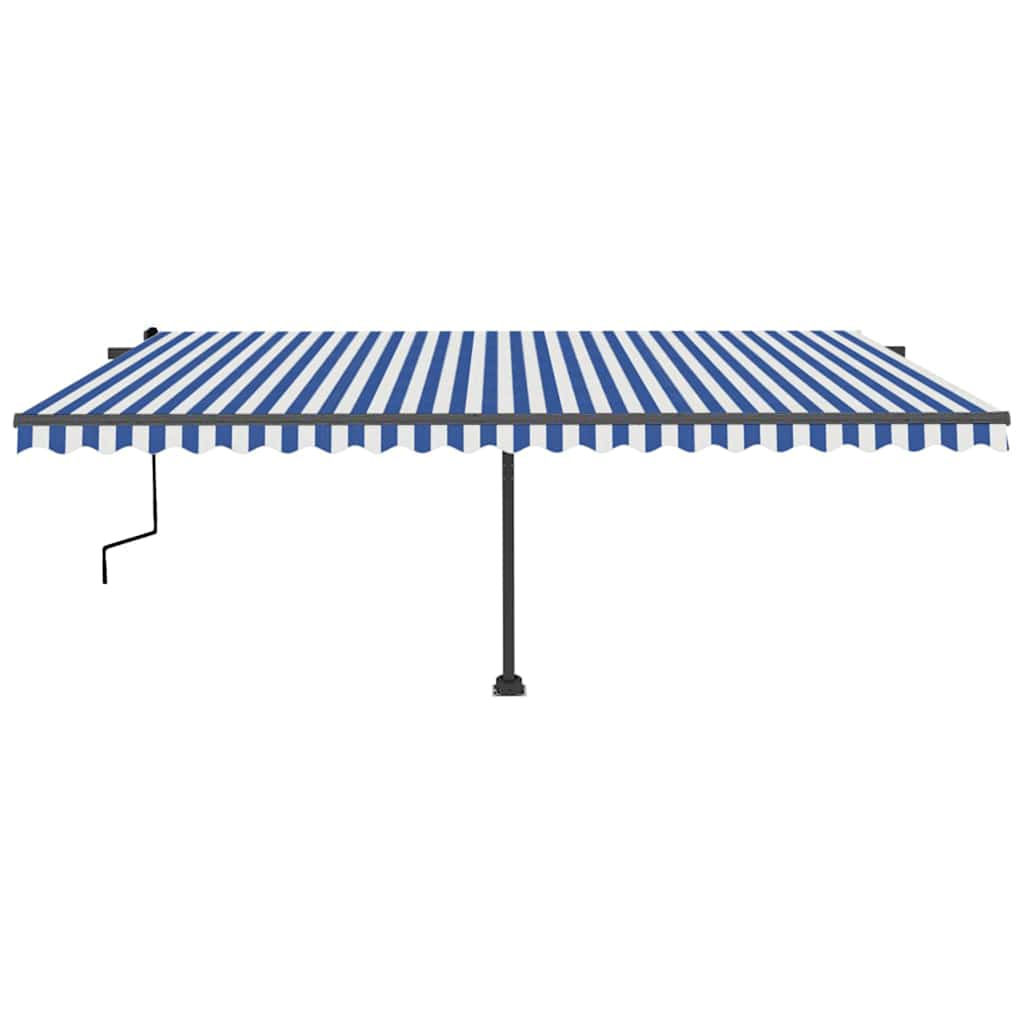 Thumbnail - vidaXL Standmarkise Manuell Einziehbar 500x350 cm Blau/Weiß