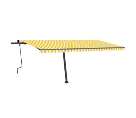 vidaXL Luifel vrijstaand handmatig uittrekbaar 500x350 cm geel en wit