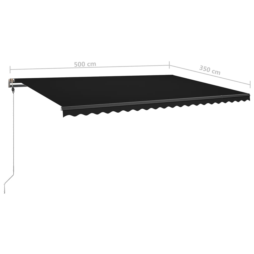 Copertină autonomă retractabilă manual, antracit, 500x350 cm