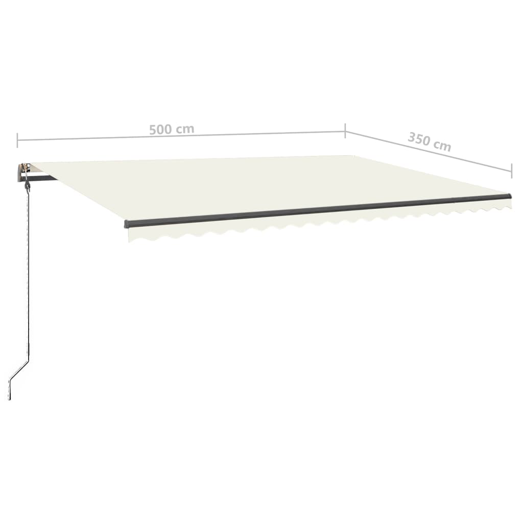 krémszínű kézzel kihúzható LED-es napellenző 500 x 350 cm