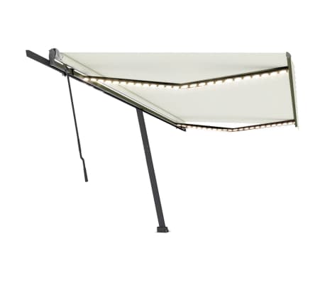 vidaXL Copertină retractabilă manual cu LED, crem, 500x350 cm
