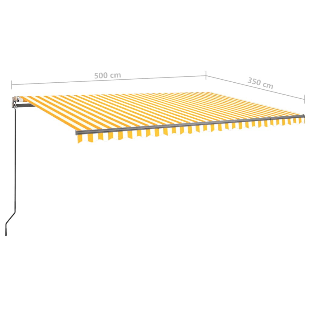 Copertină retractabilă manual cu LED, galben și alb, 500x350 cm