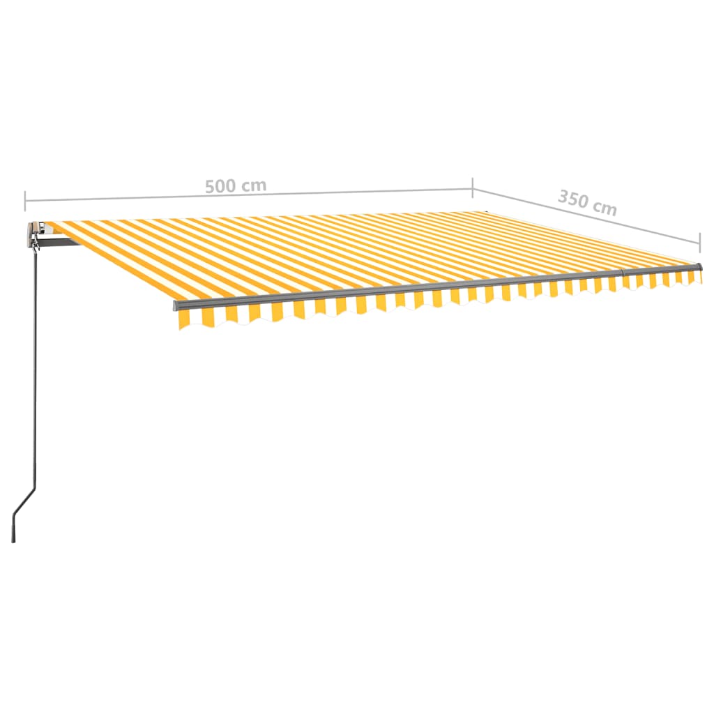 markīze ar stabu, 500x350 cm, automātiska, dzeltena/balta