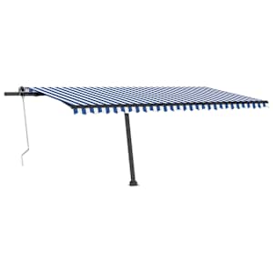 vidaXL Luifel automatisch met LED en windsensor 500x350 cm blauw wit