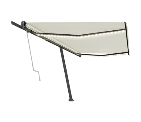 vidaXL Toldo autom&aacute;tico com LED e sensor de vento 500x350 cm cor creme