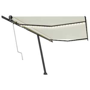 vidaXL Toldo autom&aacute;tico com LED e sensor de vento 500x350 cm cor creme