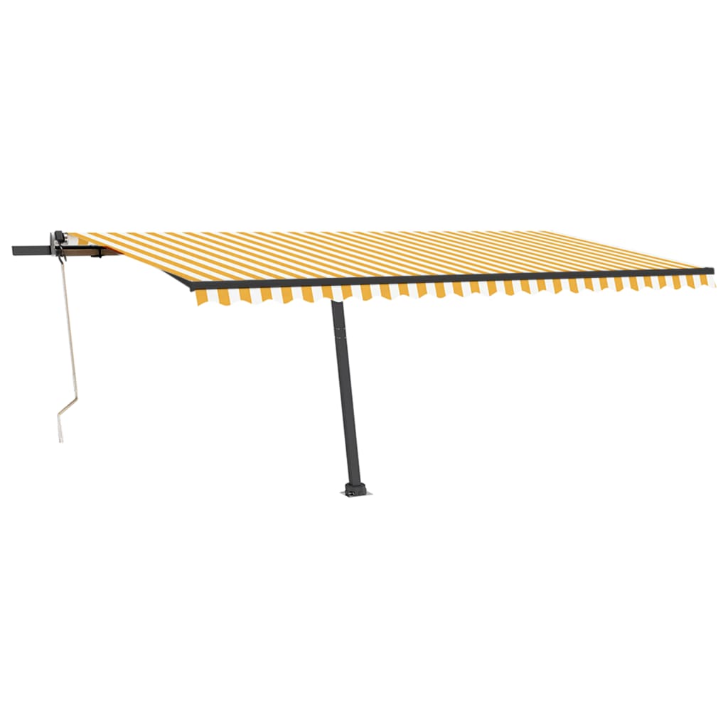 vidaXL automaatne varikatus, LED, tuuleandur, 500x350 cm kollane/valge