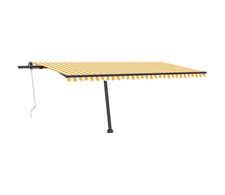 vidaXL Toldo autom. LED e sensor de vento 500x350 cm amarelo/branco