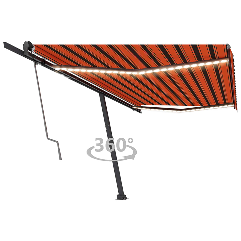 Auvent automatique capteur de vent LED 500x350 cm Orange marron