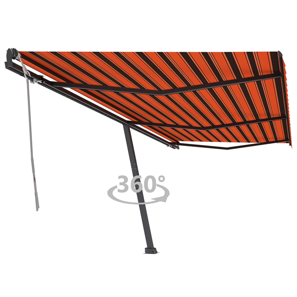 vidaXL Copertină autonomă retractabilă manual, oranj/maro, 600x350 cm