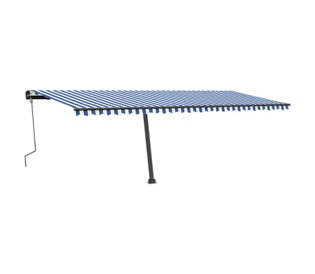 vidaXL Copertină retractabilă manual, LED, albastru și alb, 600x350 cm