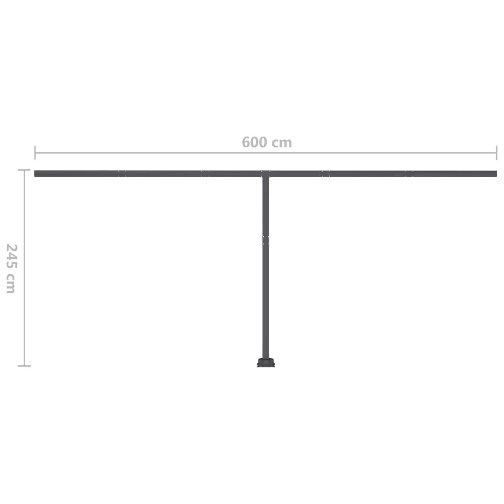 Copertină retractabilă manual, LED, portocaliu/maro, 600x350 cm