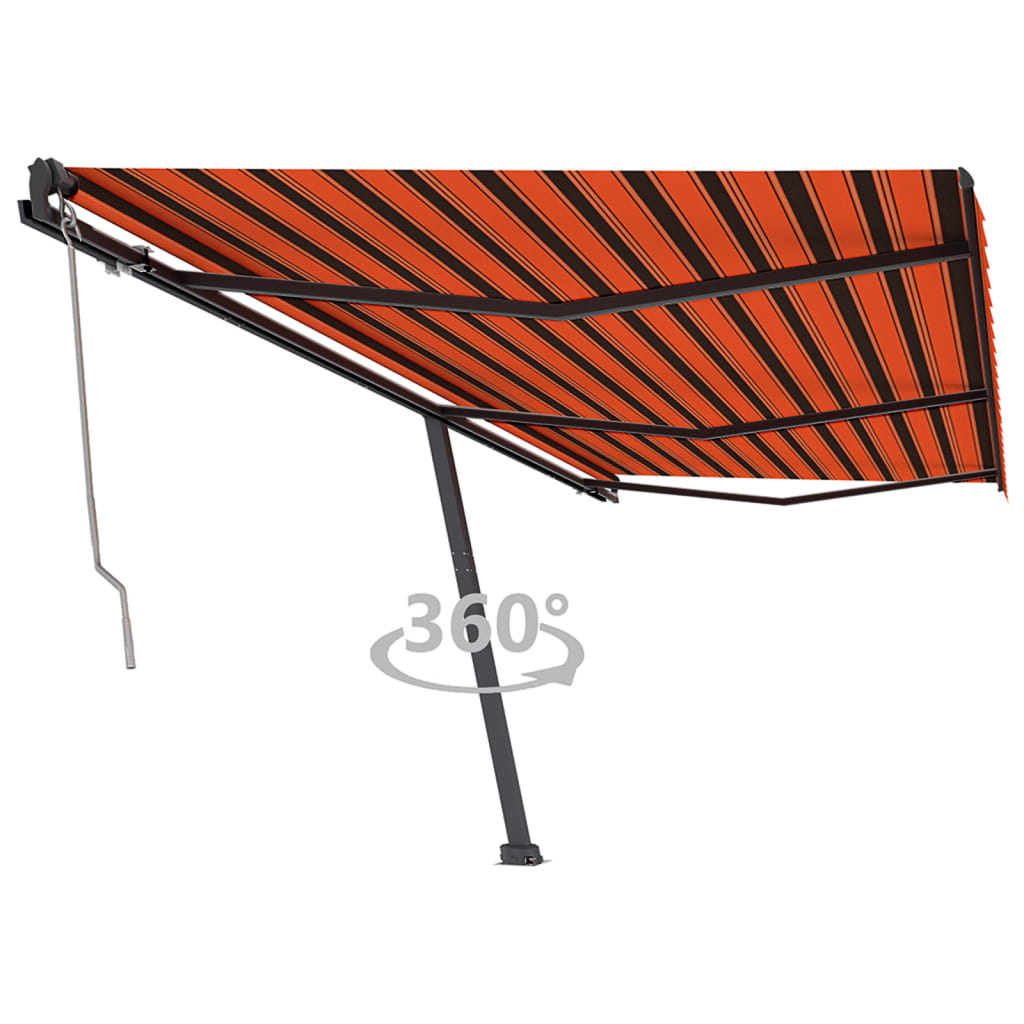 vidaXL Volně stojící automatická markýza 600 x 350 cm oranžová/hnědá