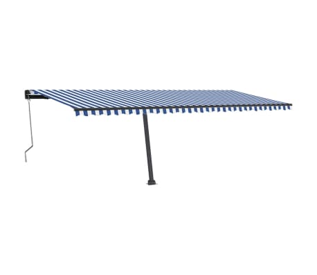 vidaXL Luifel automatisch met LED en windsensor 600x350 cm blauw wit