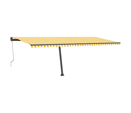 vidaXL Copertină automată cu senzor v&acirc;nt&LED, galben/alb, 600x350 cm