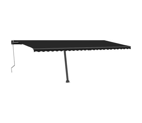 vidaXL Copertină automată cu senzor v&acirc;nt & LED, antracit, 600x350 cm