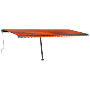 vidaXL Copertină automată cu senzor v&acirc;nt & LED, oranj/maro, 600x350 cm