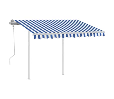 vidaXL markise m. stolper 3x2,5 m manuel betjening bl&aring; og hvid